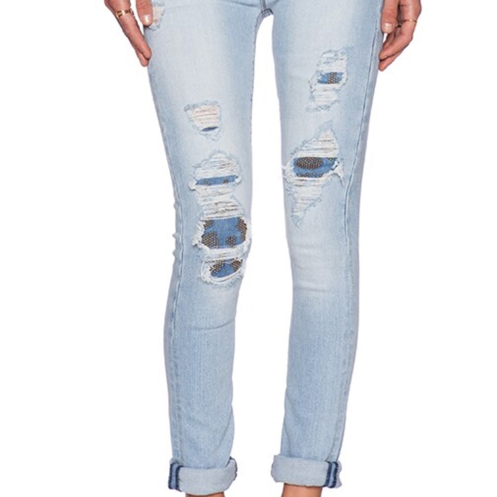 Hudson cropped Custom Shine Midrise Skinny jeans